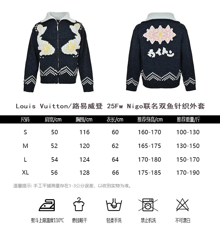 Louis Vuitton/Louis Vuitton 25Fw Nigo joint Pisces knitted jacket
